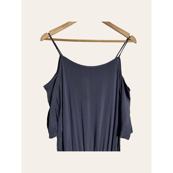 Monrow Revolve Black Cold Shoulder Rayon Sporty Casual Jumpsuit Size Small - Picture 5 of 9